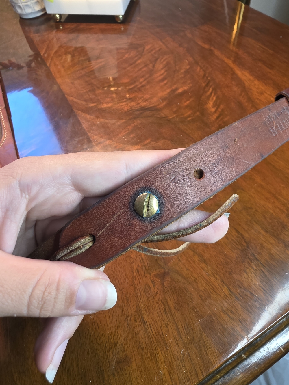 Tooled Leather Rifle Sling with Deer Motif - Brown - Picture 11 of 15